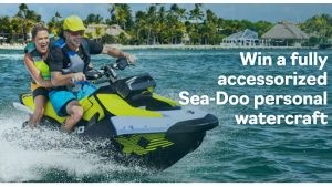 Enter for your chance to win a fully accessorized Sea‑Doo personal watercraft. One grand prize winner will get to fully customize your ride with Sea-Doo accessories up to a total value of $20,000 USD (including vehicle and accessories).