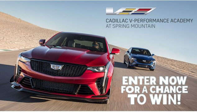 Enter for your chance to win a trip to the Cadillac V-Performance Academy Driving School outside of Las Vegas. The grand prize winner and guest will stay at the Spring Mountain Motor Resort and Country Club.