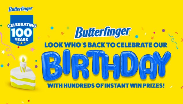 Butterfinger is giving you the chance to win $10,000 in cash or one of over 1,600 prizes instantly! Play the Butterfinger Birthday Instant Win Game daily for your chance to win