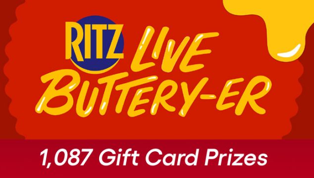 Play the Ritz Buttery-er Instant Win Game for your chance to win one of 1,087 FREE gift cards from your favorite retailer or StubHub. Gift cards range in value from $25.00 up to $500 and you could win one of them