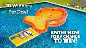 20 Winners per Day! Lounge in the pool under the warm summer sun on the hottest floatie of the year. This summer, Goldfish is bring both the flavor and the fun to your next pool party. Inspired by the people who know summer best, Bravo's Summer House", the Old Bay Goldfish pool floatie is designed for all of your snacking and swimming adventures.