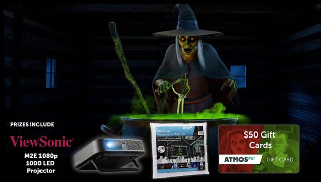 AtmosFX® and ViewSonic® are offering you a chance to WIN everything you need to create an amazing Halloween display this year. Get a head start on creating an amazing Halloween this year with your chance to win a ViewSonic® HD projector, Halloween digital decorations, and AtmosFX $50 gift cards to help you get ready for other holidays too!