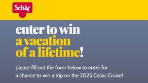 Enter for your chance to win a Royal Caribbean Cruise Lines vacation for two from Dr. Schar. The Prize includes one shared, 2-person Balcony Cabin, food in the general dining room, access to Celiac Cruise venues, access to all Celiac Cruise events