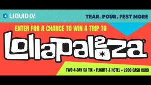 Enter for your chance to win a trip for two to the Lollapalooza Festival this July at Grant Park in downtown Chicago, Illinois.