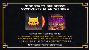 Minecraft Dungeons is hosting a #Dungeons4YearSweepstakes with two identical prize packages to celebrate their community! Fight your way through an exciting action-adventure game set in the @Minecraft