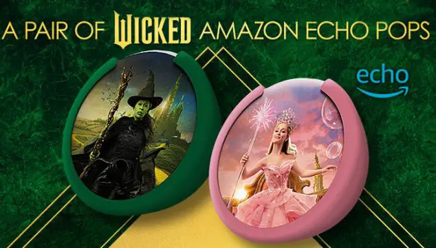 Enter for your chance to win a set of two Wicked Themed Amazon Echo Pop devices - one (1) pink and one (1) green. There will be 60 winners in all.  Don't miss out on these limited edition devices for your home. Bring home the excitement of Wicked. 
