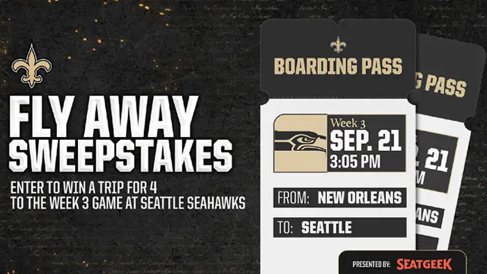 New Orleans Saints Fly Away With SeatGeek Sweepstakes