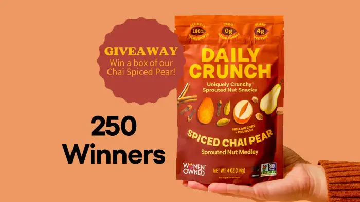 Daily Crunch Spiced Chai Pear Giveaway (250 Winners)