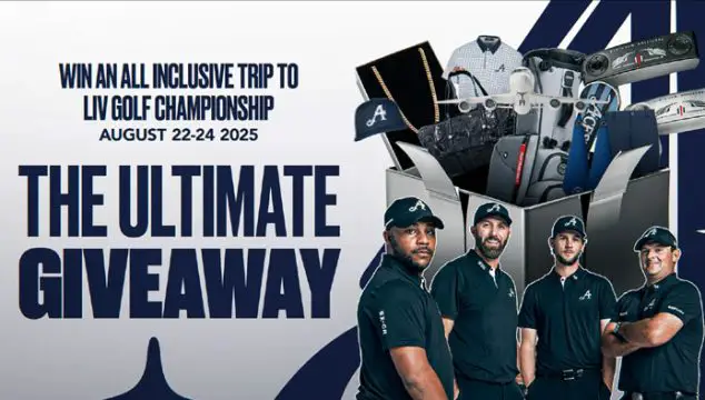 LIV Golf is flying YOU and two friends out to the LIV Golf Team Championship Michigan (August 22-24) for an all-access VIP experience with the 4Aces GC — and this year, the prize package is even more stacked and valued at $20,000!