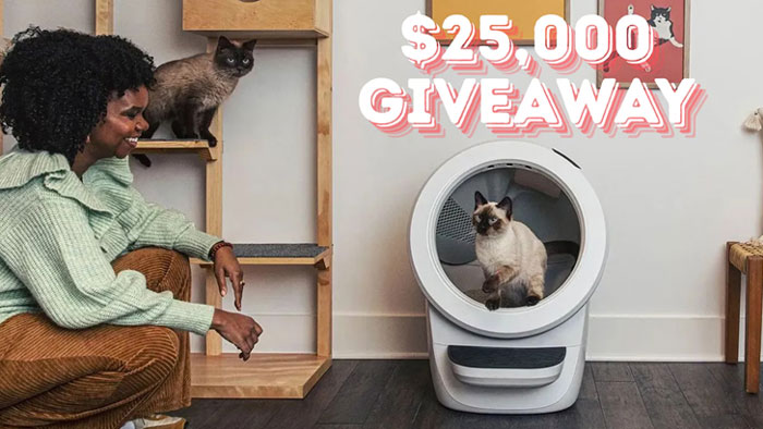 Enter for your chance to win $25,000 in the Litter Robot 25th Anniversary Sweepstakes! The giveaway is going strong. All robot purchases through August 15 are automatically entered to win or send an entry by mail for Free without purchase!