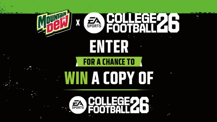 Mountain Dew EA College Football 26 University Sweepstakes (200 Winners)