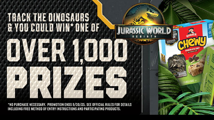 Quaker Jurassic World Instant Win Game (1,010 Prizes)