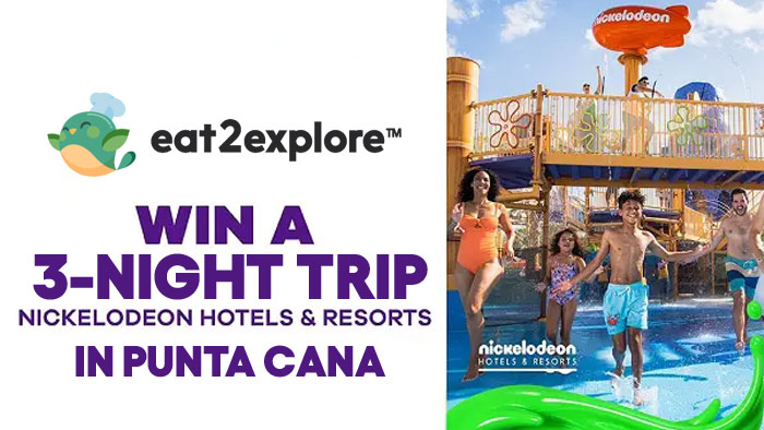 eat2explore is giving one lucky winner a 3-night stay for 4 at the all-inclusive NICKELODEON HOTELS & RESORTS in PUNTA CANA! Splash around in the Aqua Nick water park, enjoy gourmet dining and meet beloved characters like SpongeBob, Dora and more.