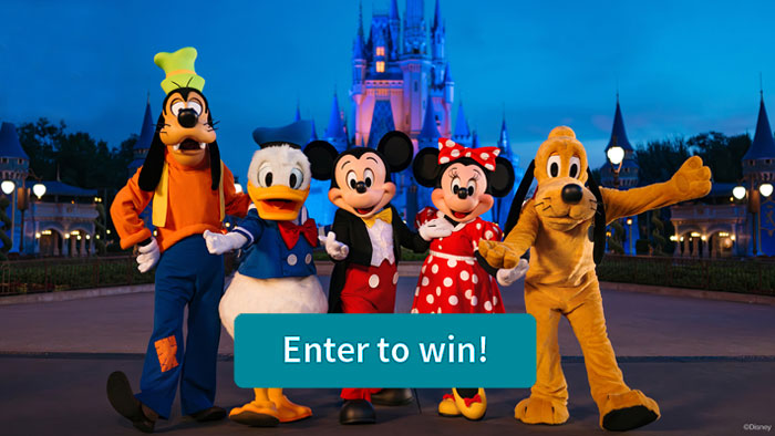 Enter for your chance to win a 4-night trip for 4 to Walt Disney World in Orlando, Florida