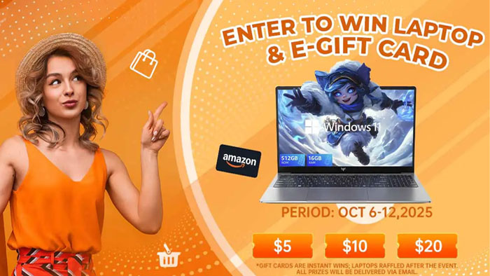 Win a Laptop or Instant Amazon e-Gift Cards