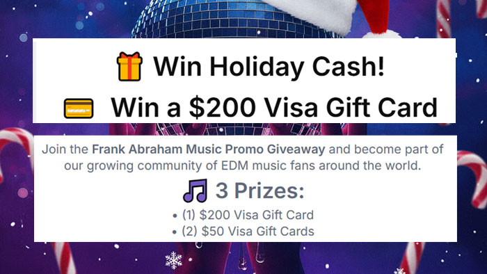 Frank Abraham Music Holiday Cash Giveaway