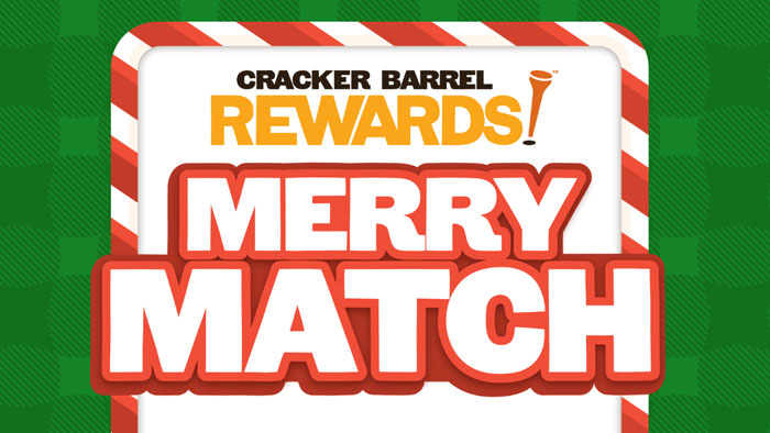 Cracker Barrel Rewards Merry Match Instant Win Game and Contest (1,160,700 Prizes/Offers)