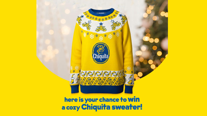 Chiquita Yellow Holidays Sweater Instant Win Game (1,000 Winners)