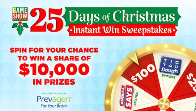 Game Show Network 25 Days of Christmas Instant Win Game (400 Prizes)
