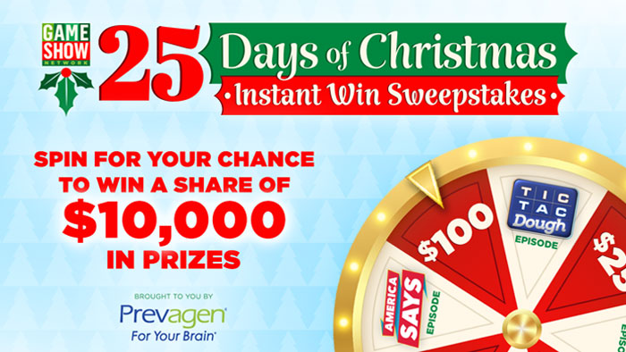 Game Show Network 25 Days of Christmas Instant Win Game (400 Prizes)