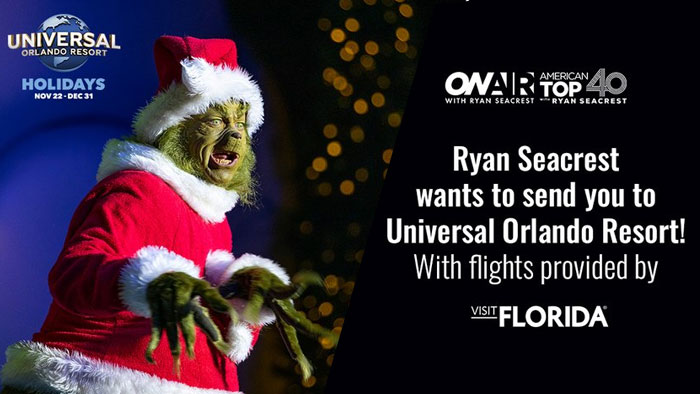 Ryan Seacrest’s Universal Orlando Resort Holidays Sweepstakes