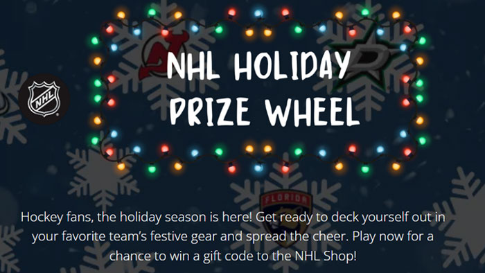 NHL Holiday Prize Wheel Instant Win Game (426 Prizes)