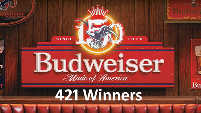 Enter the Budweiser 150 Sweepstakes for your chance to win a lineup of exclusive Budweiser anniversary prizes, headlined by an unforgettable Grand Prize trip for two to St. Louis, Missouri.
