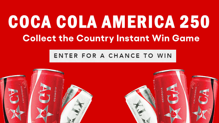 Coca‑Cola America250 Collect the Country Instant Win Game (126,000 Prizes)