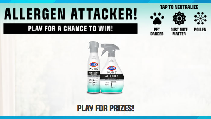Clorox PURE Allergen Attacker Instant Win Game (101 Prizes)