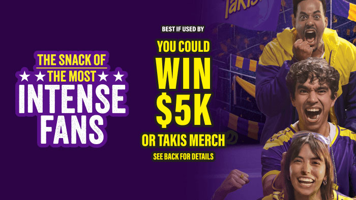Enter Takis Most Intense Fan Sweepstakes now for the chance to win one of thousands of Takis prize packs for the opportunity to show the world that you’re one of Takis Most Intense Fans including the following Takis branded merchandise PLUS Takis is also awarding one Grand Prize of a $5,000 check, now that’s intense!