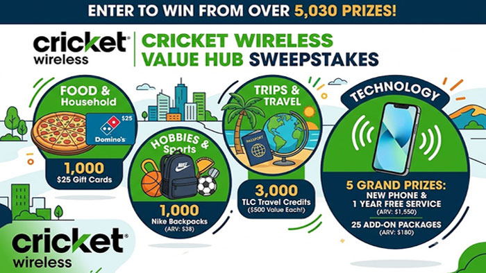 Cricket Wireless Value Hub Sweepstakes (5,030 Prizes)