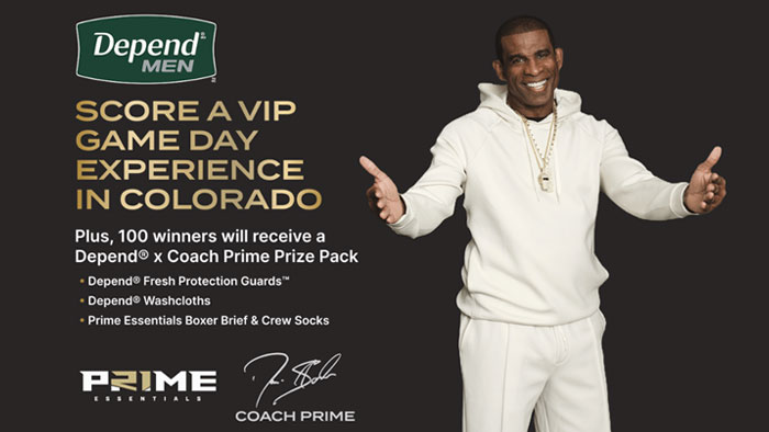 Depend® Men Coach Prime Sweepstakes (101 Prizes)