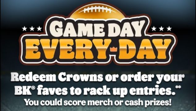 Burger King Game Day Every Day Sweepstakes (Daily Winners)